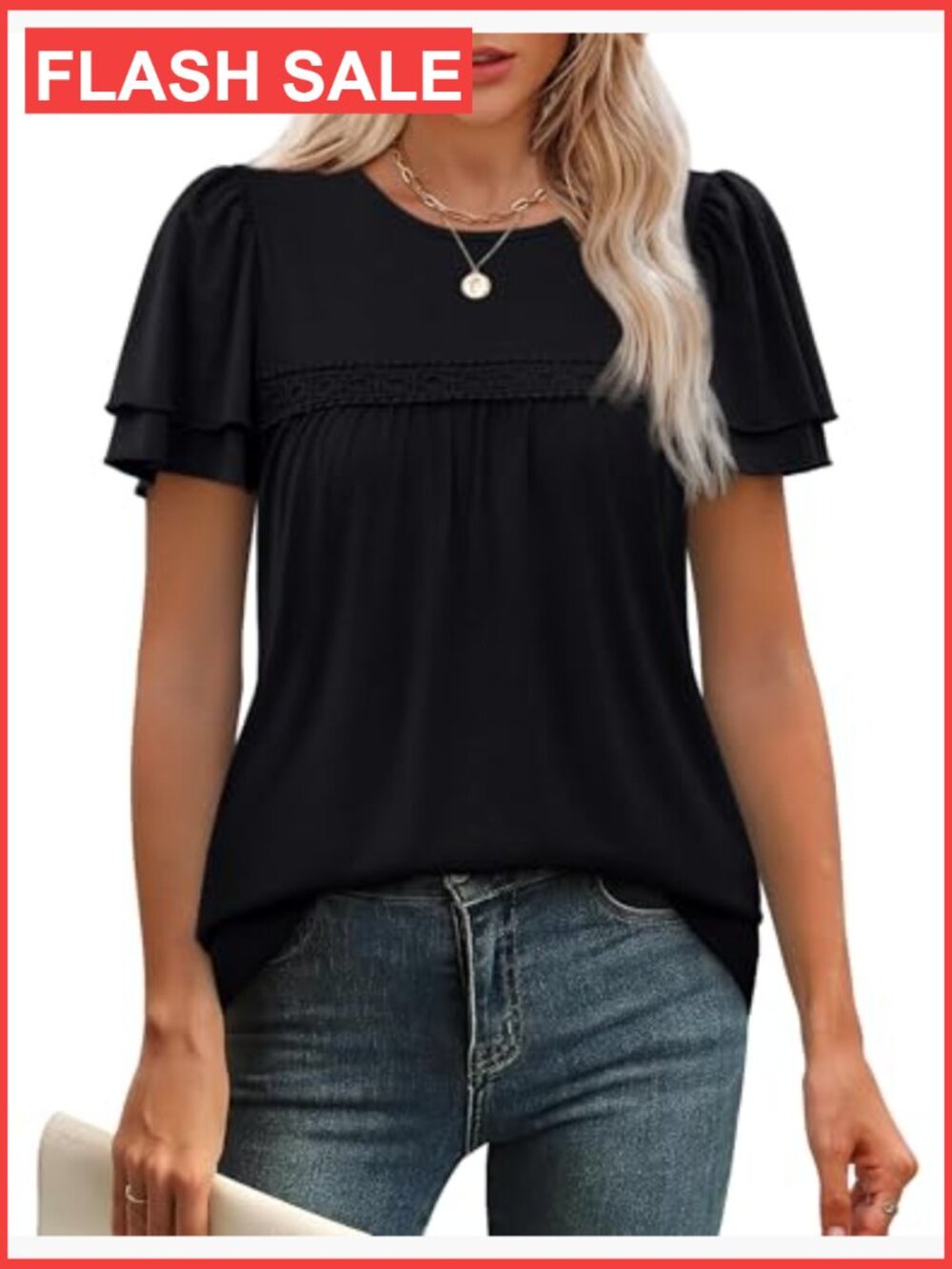 Dressy Casual Peplum Babydoll Top Ruffle Short Sleeve Blouse Tunic - Picture 2 of 7